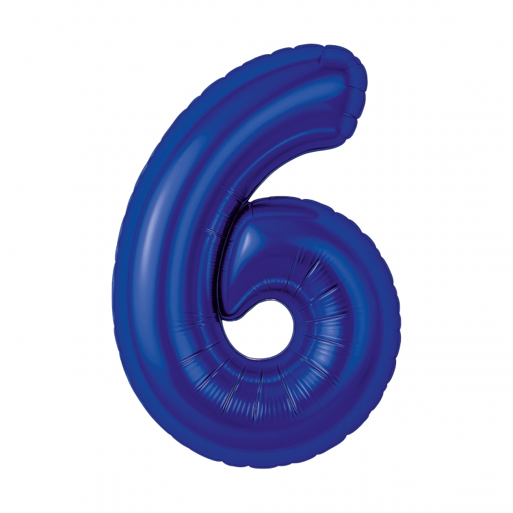 Шар Цифра "6" Slim Полуночно-синий (в упаковке)   Шар Цифра "6" Slim Полуночно-синий (в упаковке)