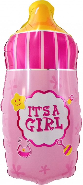 Шар Фигура, Бутылочка для малышки, Розовый (в упаковке)