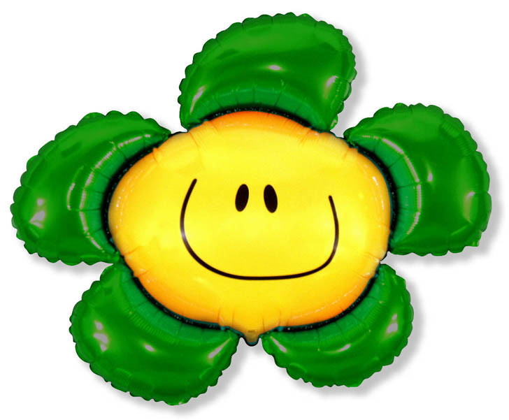 Шар фигура, Цветочек (солнечная улыбка) зелёный / Flower (в упаковке)
