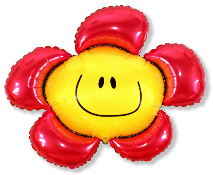 Шар фигура, Цветочек (солнечная улыбка) красный / Flower (в упаковке)