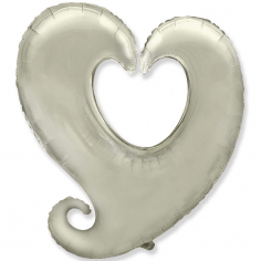 Шар фигура, Сердце витое, Серебро / Heart shape silver (в упаковке)