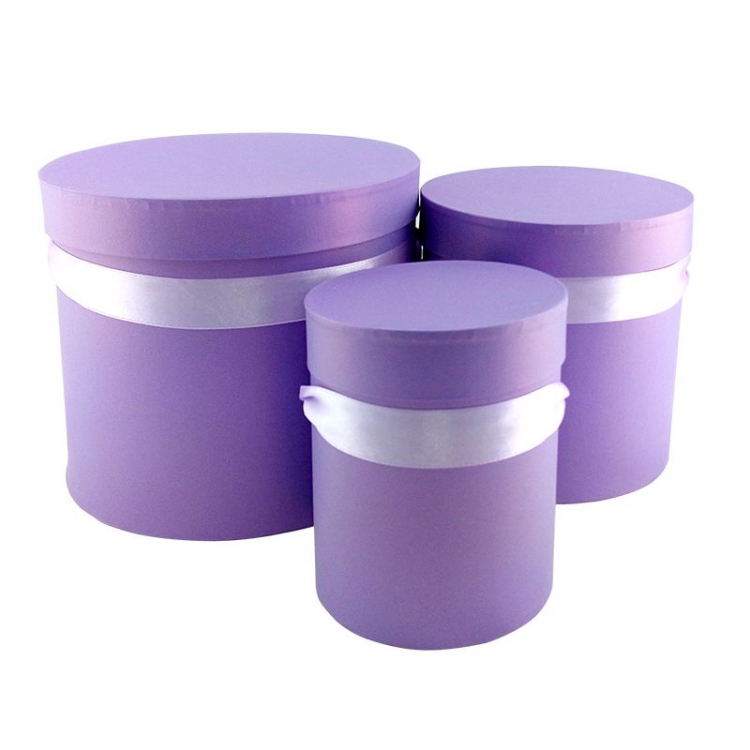 Набор коробок 3 в 1 "Премиум" Фиолетовый сатин / Цилиндр