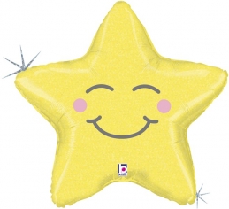 Шар Фигура, Счастливая звезда, Золото, Голография (в упаковке)