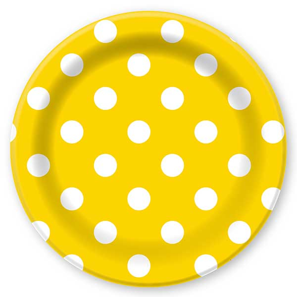 Тарелки бумажные ламинированные "Горошек" Желтый