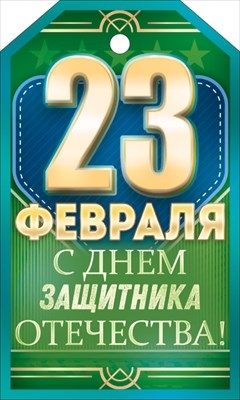 Бирка на подарок "23 Февраля" Зеленая с синим